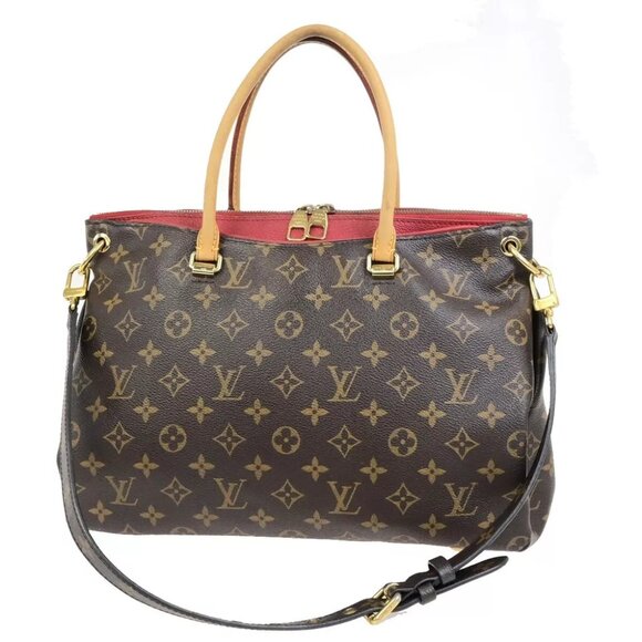 LOUIS VUITTON Pallas 2Way Shoulder Hand Bag Monogram Leather Red M41175 689ED613 - Picture 1 of 16